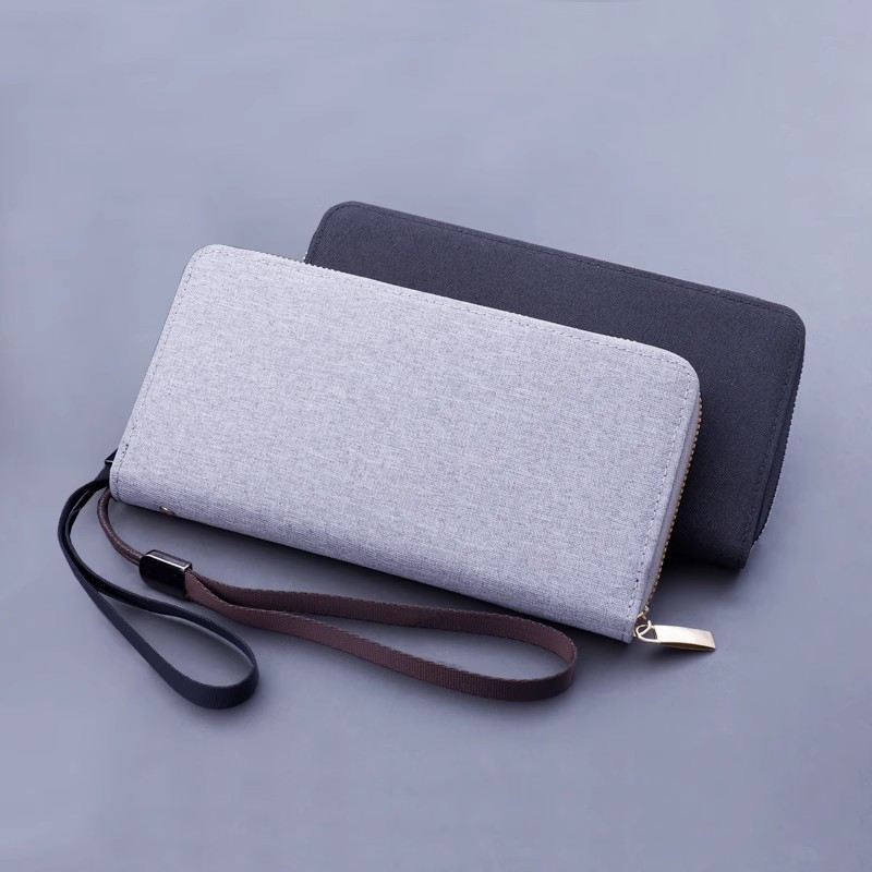 carteira masculina carteira masculina com ziper Carteira masculina de lona importada do Japão, carteira com zíper longo,