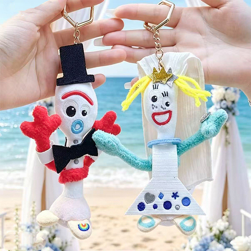 Chaveiro de pelúcia oficial da Disney do Toy Story com o Forky e a Faca, Urso Morango, Menino de Três Olhos, Chaveiro de