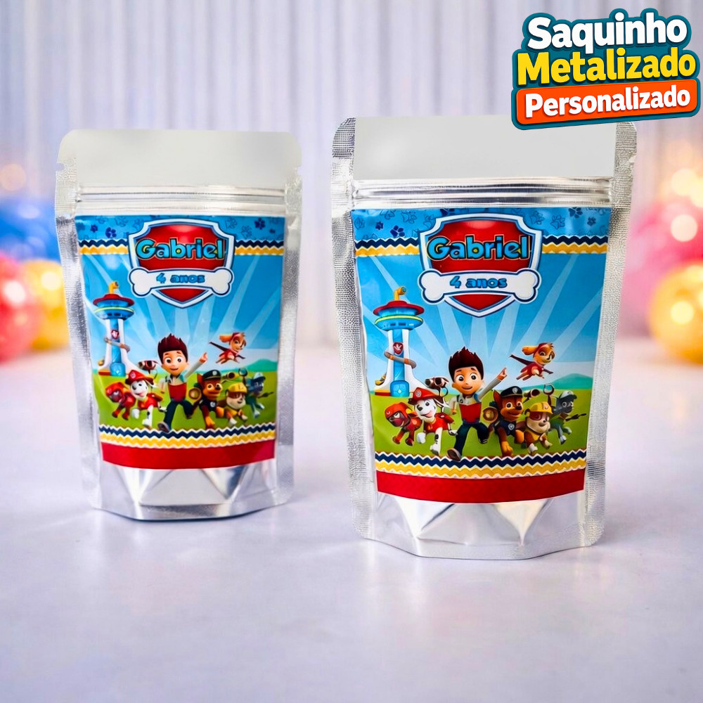 Saquinho Metalizado Patrulha Canina Personalizado / Lembrancinha de Festa /Aniversário