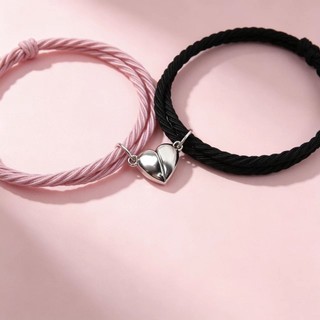 2Pcs Duas Pulseiras De Meio Coração Pulseira De Imã Casal Amizade