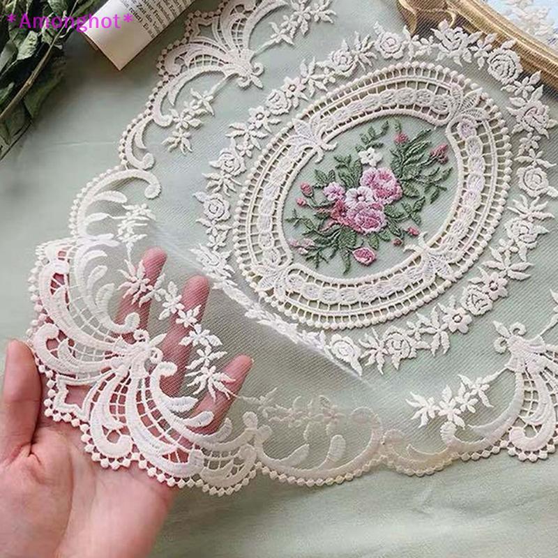 Entrehot > Capa De Mesa De Jantar Bordada Toalha Elegante Redonda Renda Porta-Copos De Café Guardanapo Festa Decoração D