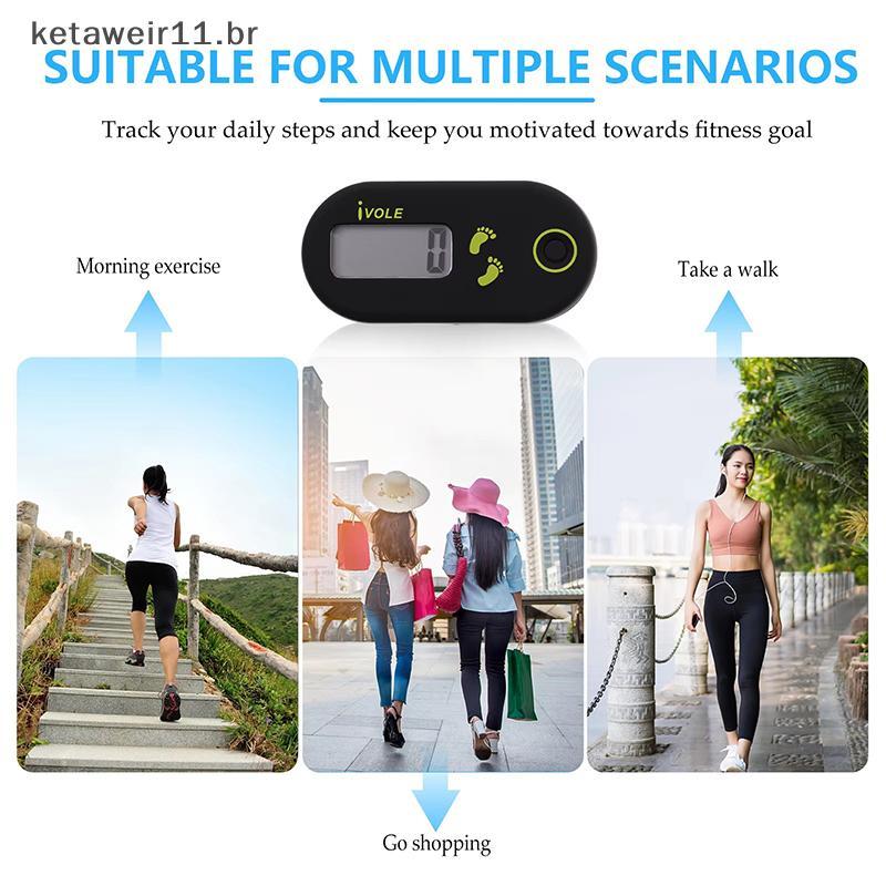 KETAW 3D Pedômetro Digital Mini Contador De Passos Portátil Para Exercício De Caminhada Em Corrida