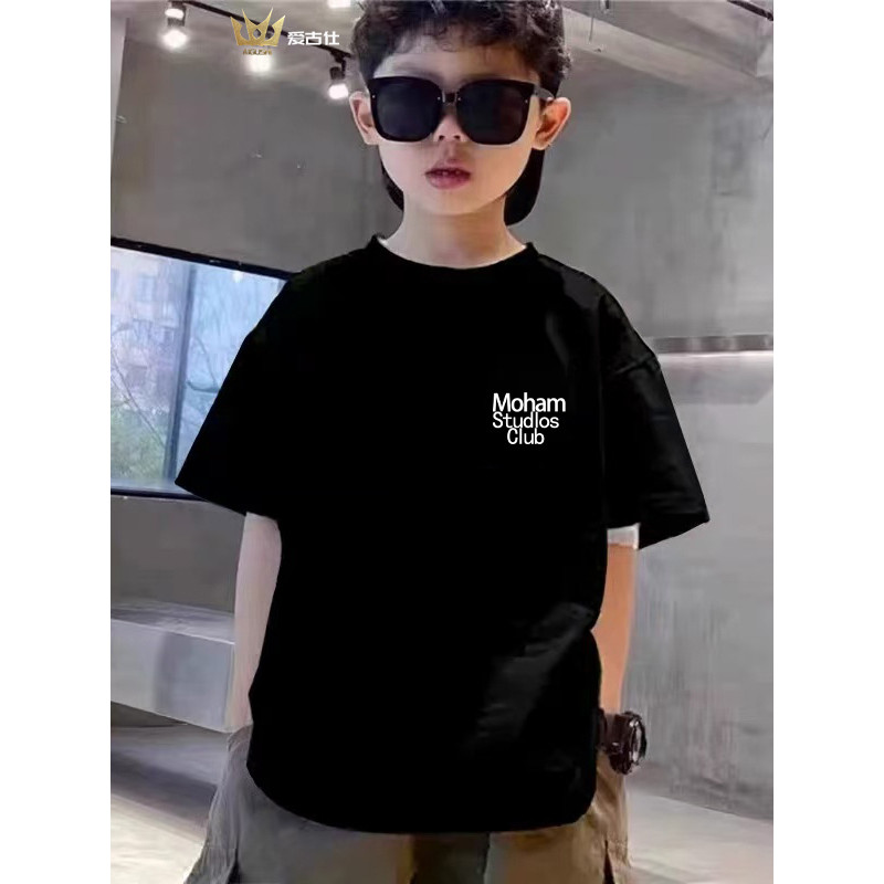 Novo simples bonito carta crianças camiseta puro algodão de manga curta meninos meninas camisetas grandes crianças gelo 