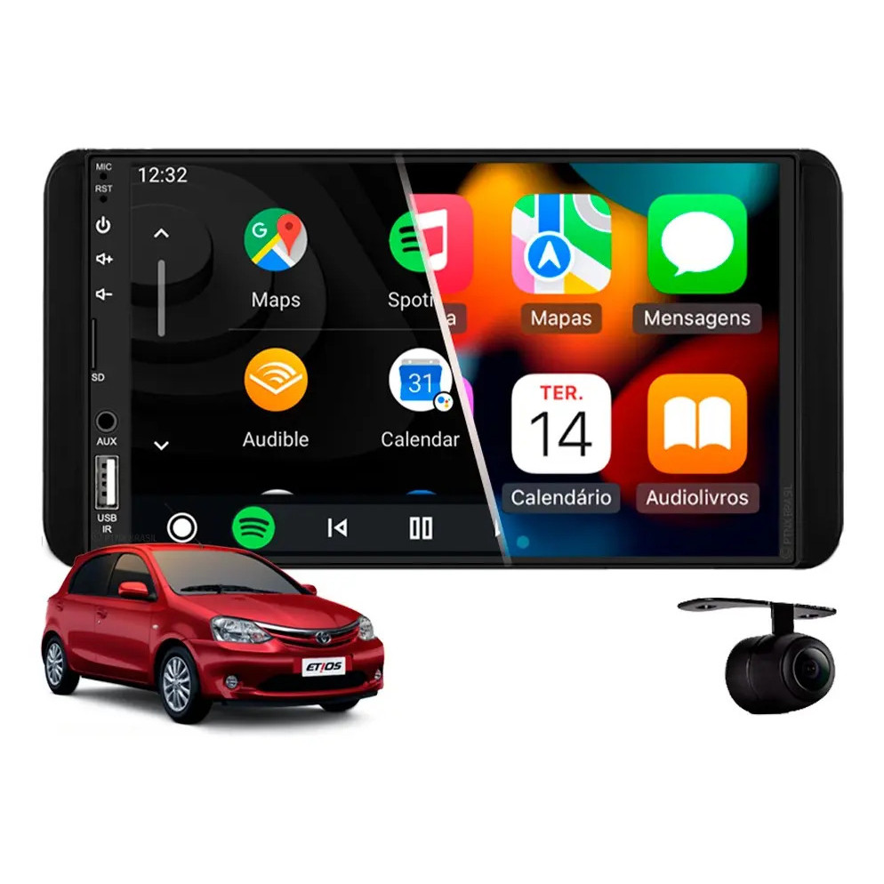 Central Multimídia Carplay Toyota Etios 2013 À 2021