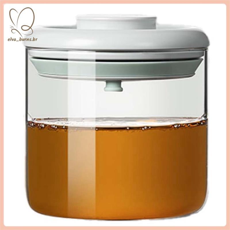 [elva_burns.br] Pote De Mel Com Concha E Tampa Recipiente Hermético Transparente Para Cozinha Doméstica , Loja Xarope ,