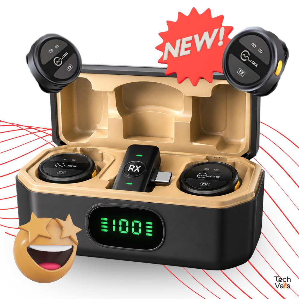 Microfone Lapela Duplo com Reducao De Ruido 3 Chips Sem Fio Magnetico Case Carregador Ios Android