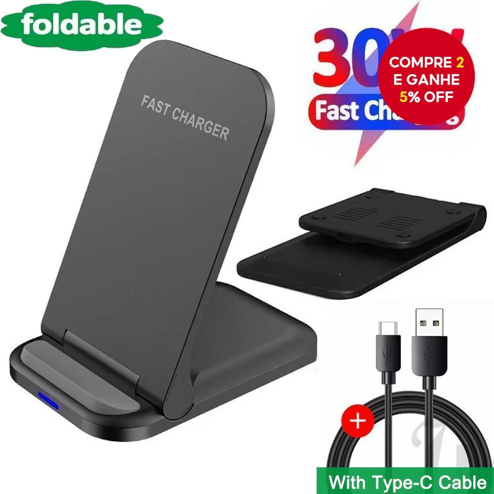 30W Carregador Sem Fio Ajustável Suporte Para Telefone 14 13 12 11 Pro X XS Max XR 8 Samsung S22 S21 Indução Estação de