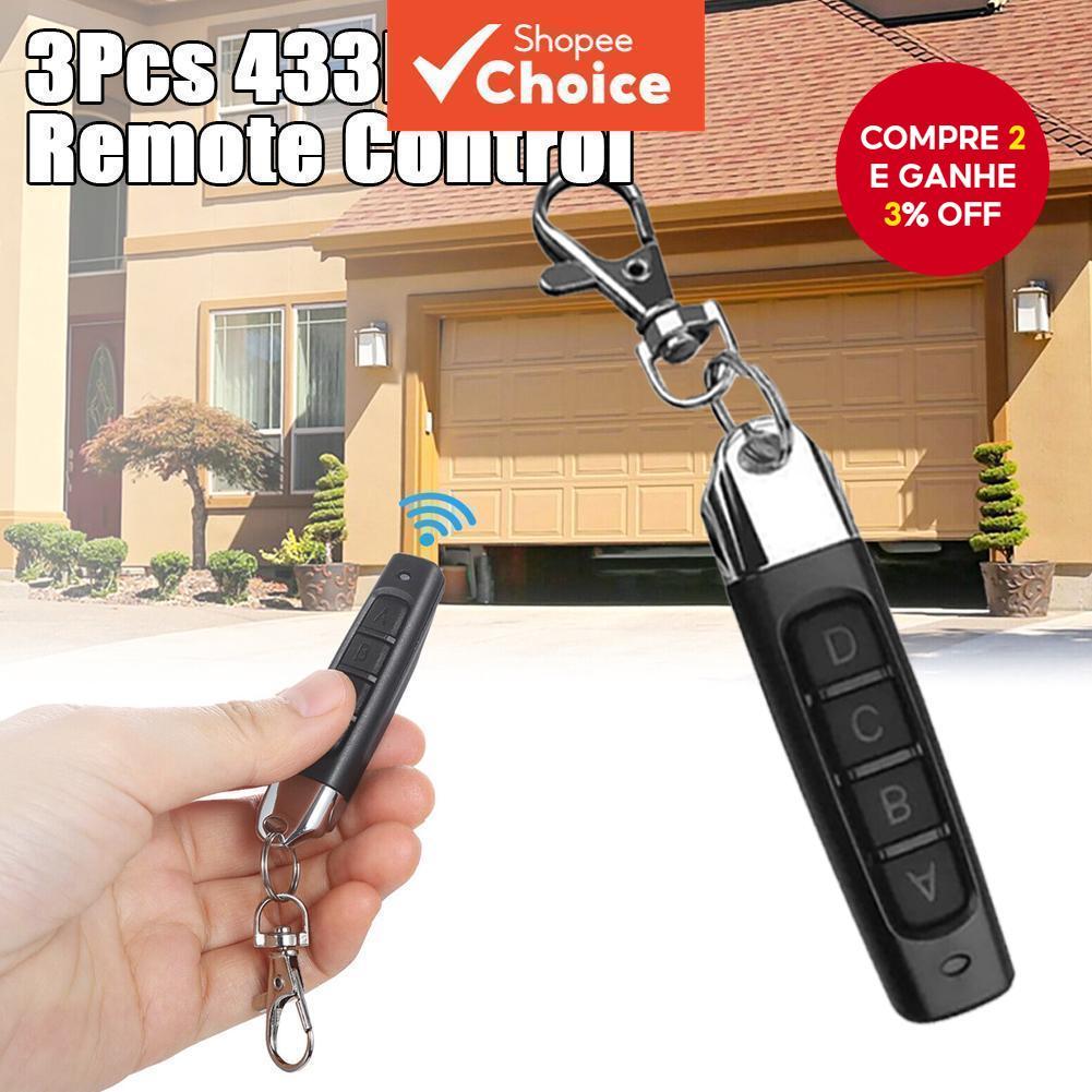 3 peças Controle Remoto Copiador 4 Canais 433MHz, Duplicador/Clonador de Código para Portas de Garagem e Portões