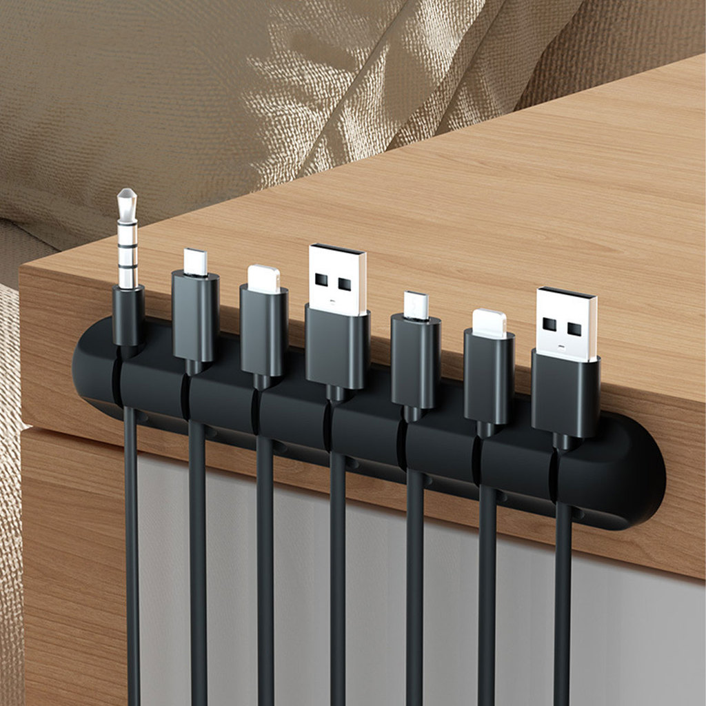 [Temponetics] Organizador De Fio De Cabo Silicone Clipes De Gerenciamento De Enrolador USB Autoadesivos Para Fone De Ouv