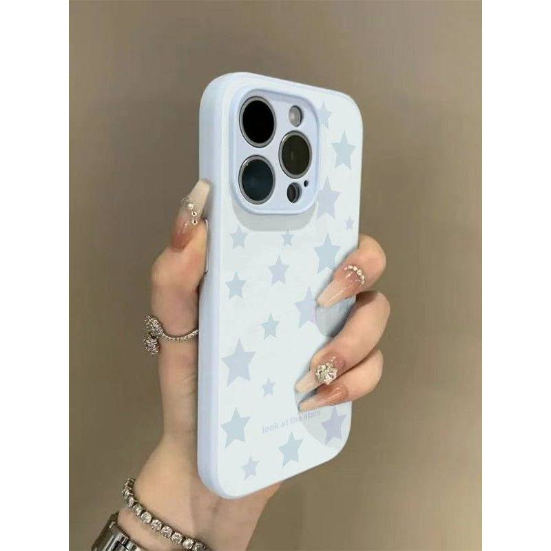 Capinha importada para iPhone Capinha celular Apple Capinha silicone líquido Ins Style Blue Background Star Adequado par