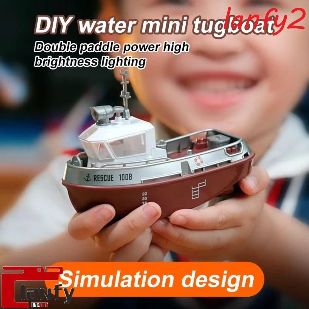 LANFY Navio De Controle Remoto , Luz LED Motores Duplos RC Rebocador , Modelo De Longa Duração Brinquedos Mini Barco