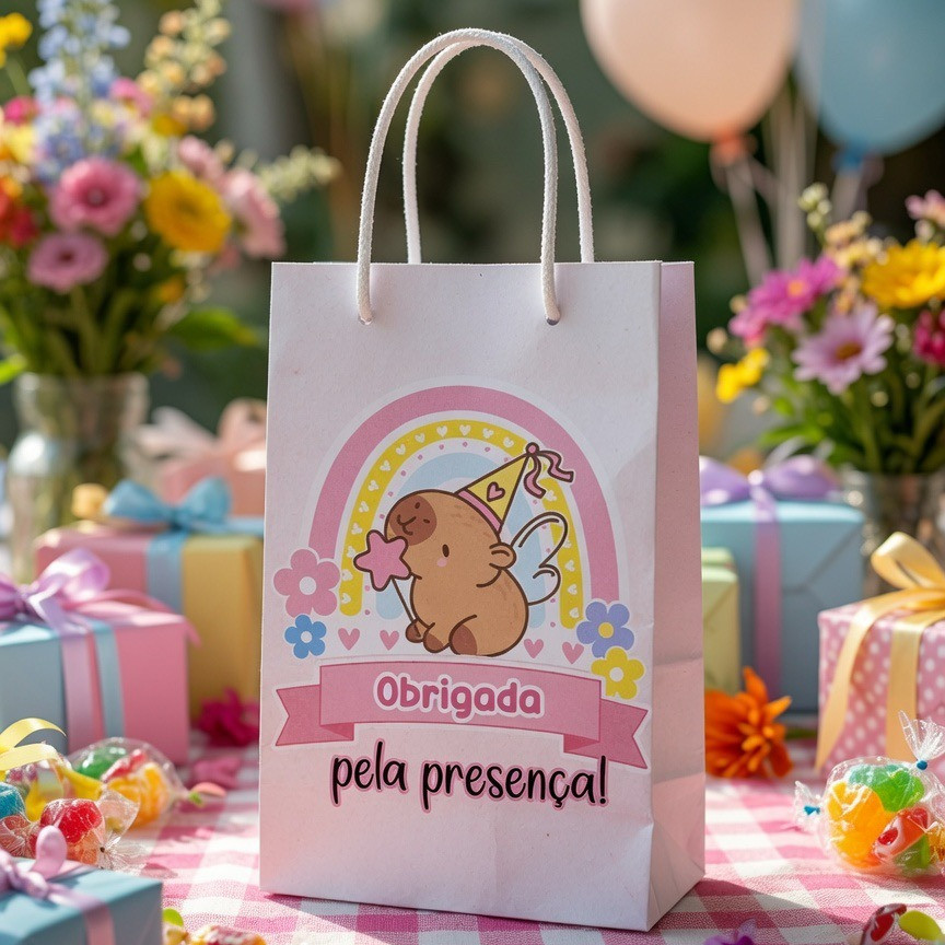 Sacolinha personalizada Capivara 2 PEGUE E MONTE | Personalizados lembrancinhas mimos