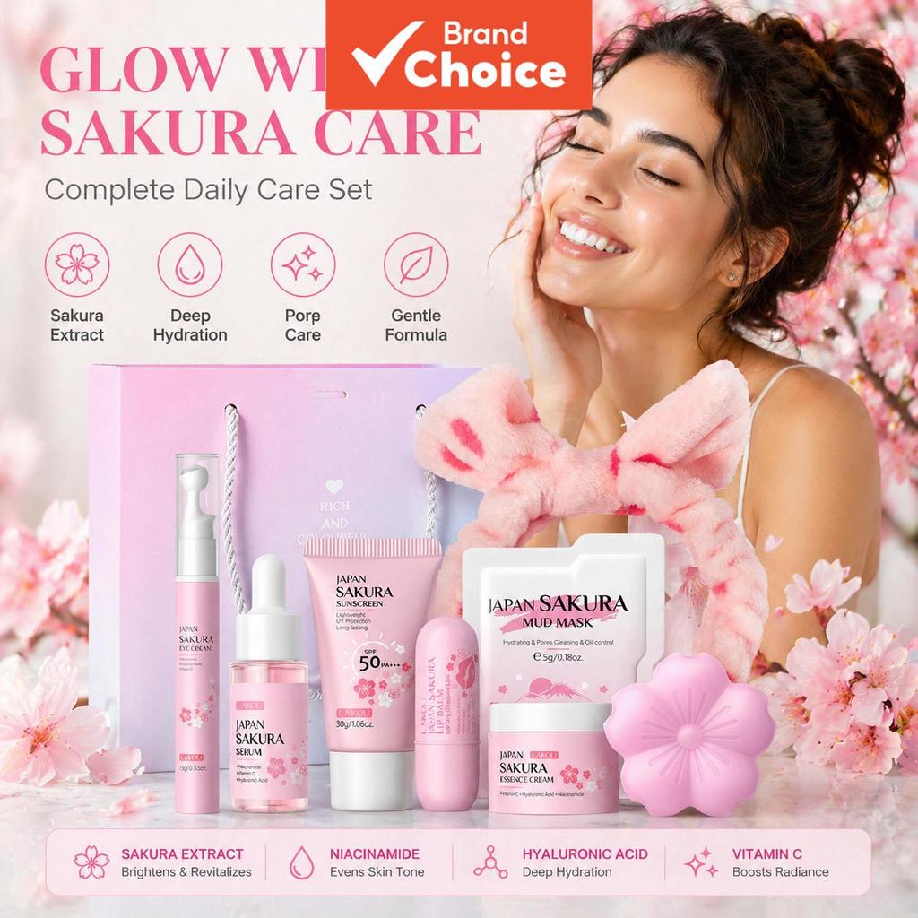 Kit Completo de Cuidados LAIKOU Sakura – Hidratação Clareadora & Proteção UV par