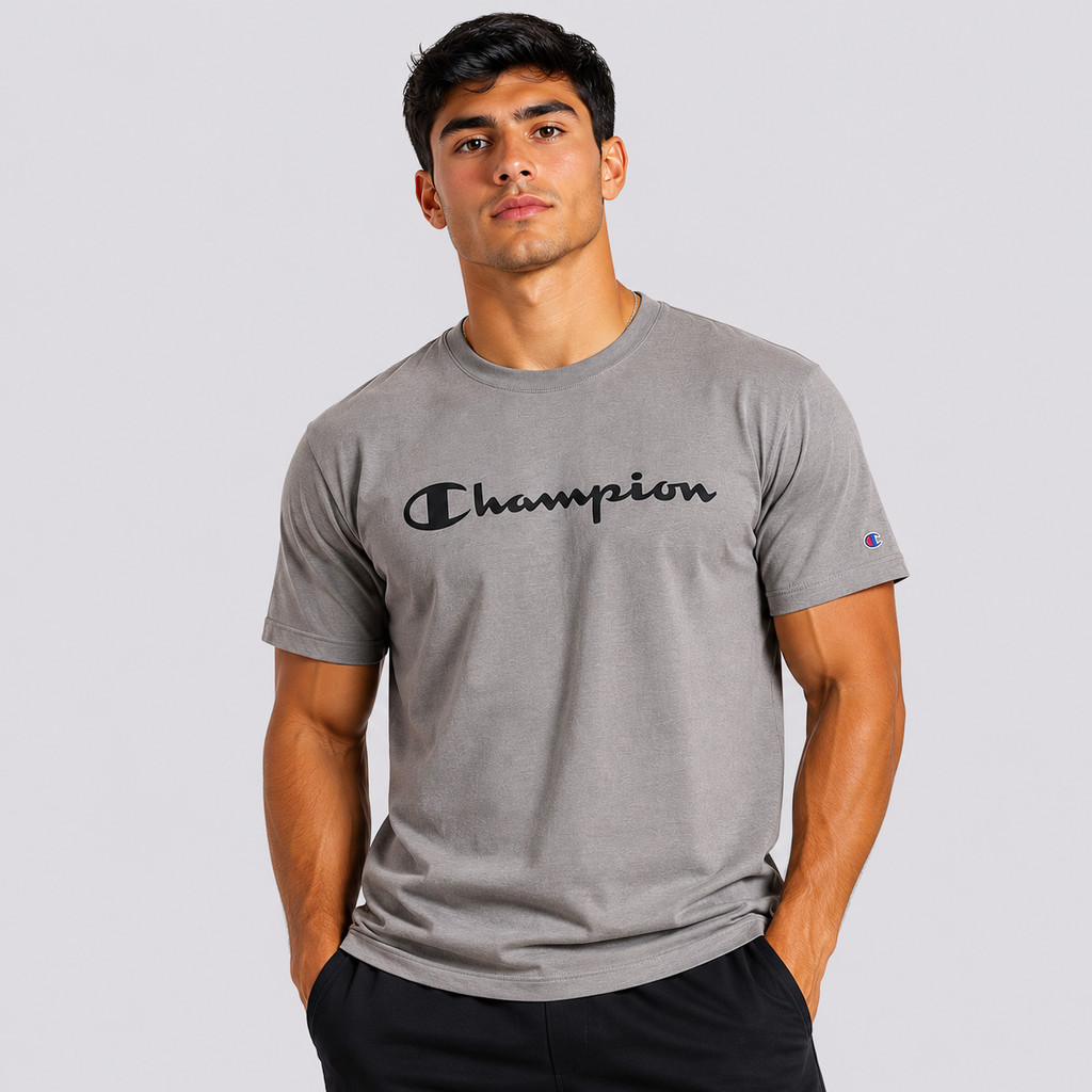 Camiseta Champion Athletic MC Stone Script Cinza