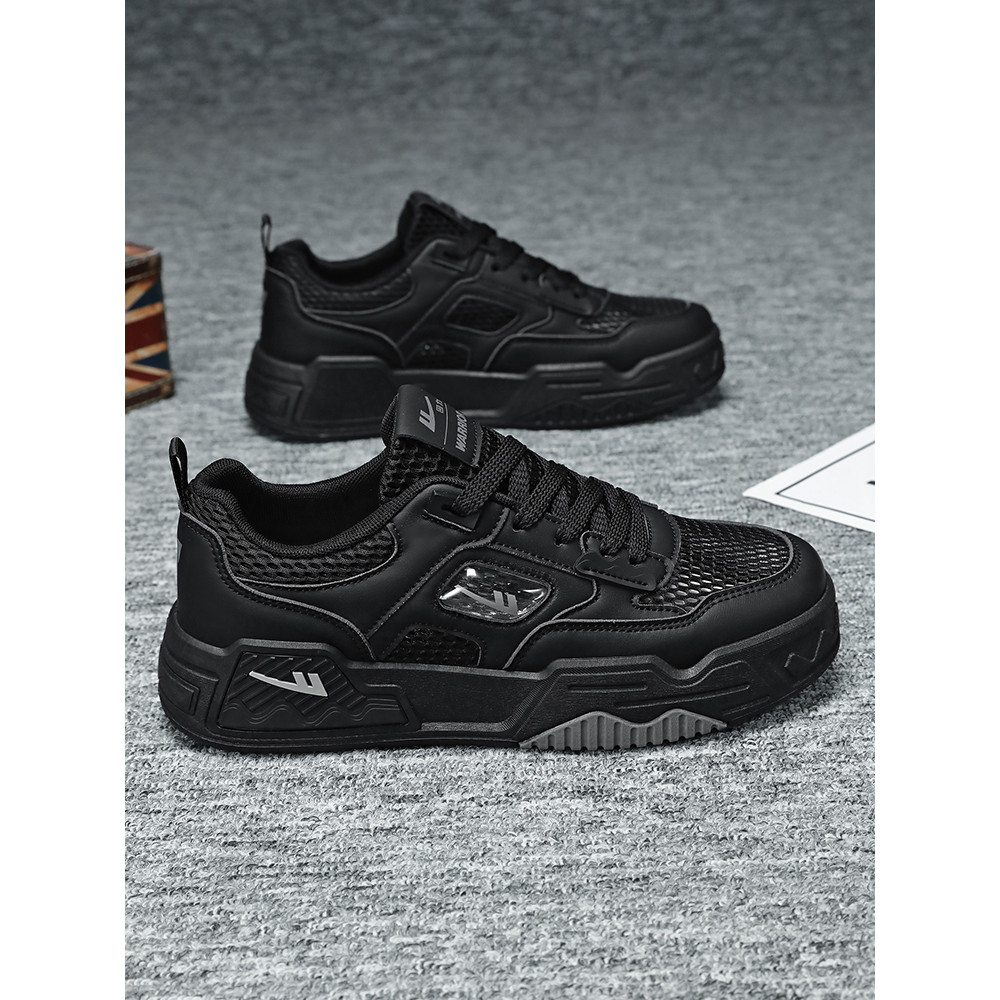 Puxar para trás sapatos masculinos pretos verão respirável malha painel sapatos masculinos Commuter não cansado sapatos