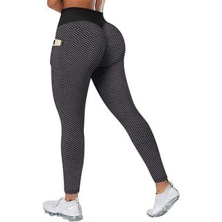 Europeu americano Hip-Lifting bolso favo de mel cintura alta tamanho grande calças de Yoga Casual Fitness senhoras calça