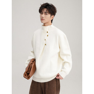 CHICERRO Sicilian Roupas masculinas simples High-End retrô botão de Metal meia gola alta suéter inverno