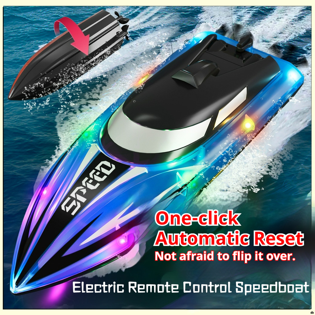 Barco De Brinquedo Recarregável Lancha De Controle Remoto Com Luzes Frescas , Modelo De Aquático , Presente De Aniversár
