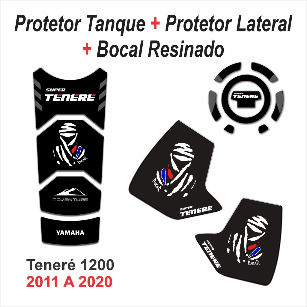 Kit Adesivo Protetor de Tanque + Lateral e Bocal Resinado 3d Para Moto Yamaha Super Tenere 1200 de ano 2011 a 2020 M274