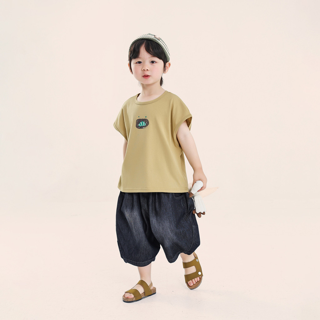 Meninos camiseta de manga curta crianças verão novo estilo versão coreana fino topo pequeno médio crianças em torno do p