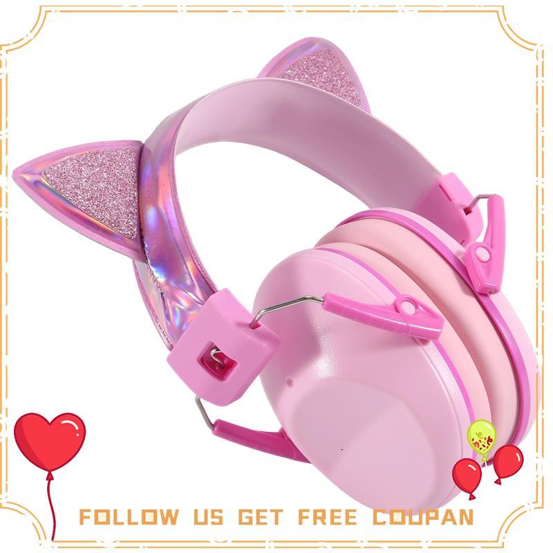 Orelhas De Gato Rosa Crianças Earmuffs Ajustável Anti-Ruído Protetor Auditivo Para Estudo E Sono Cancelamento De p75h1kd