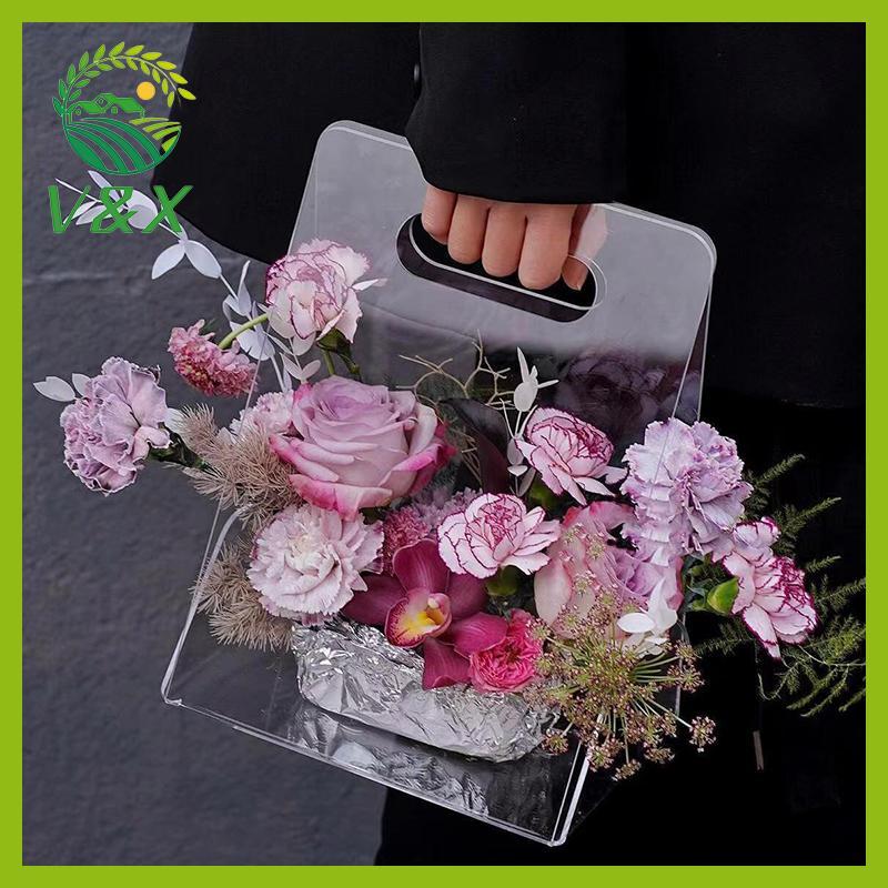 [V & X] Sacos De Flores Transparentes Vaso Portátil Cesta Acrílicas Arranjo Floral De Alta Qualidade Decorativo Moderno