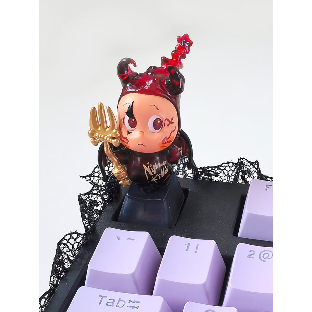 [Key exclusivo] Cute Pellet Series Little Devil Teclado mecânico Tridimensional Decoração criativa Pessoas translúcidas