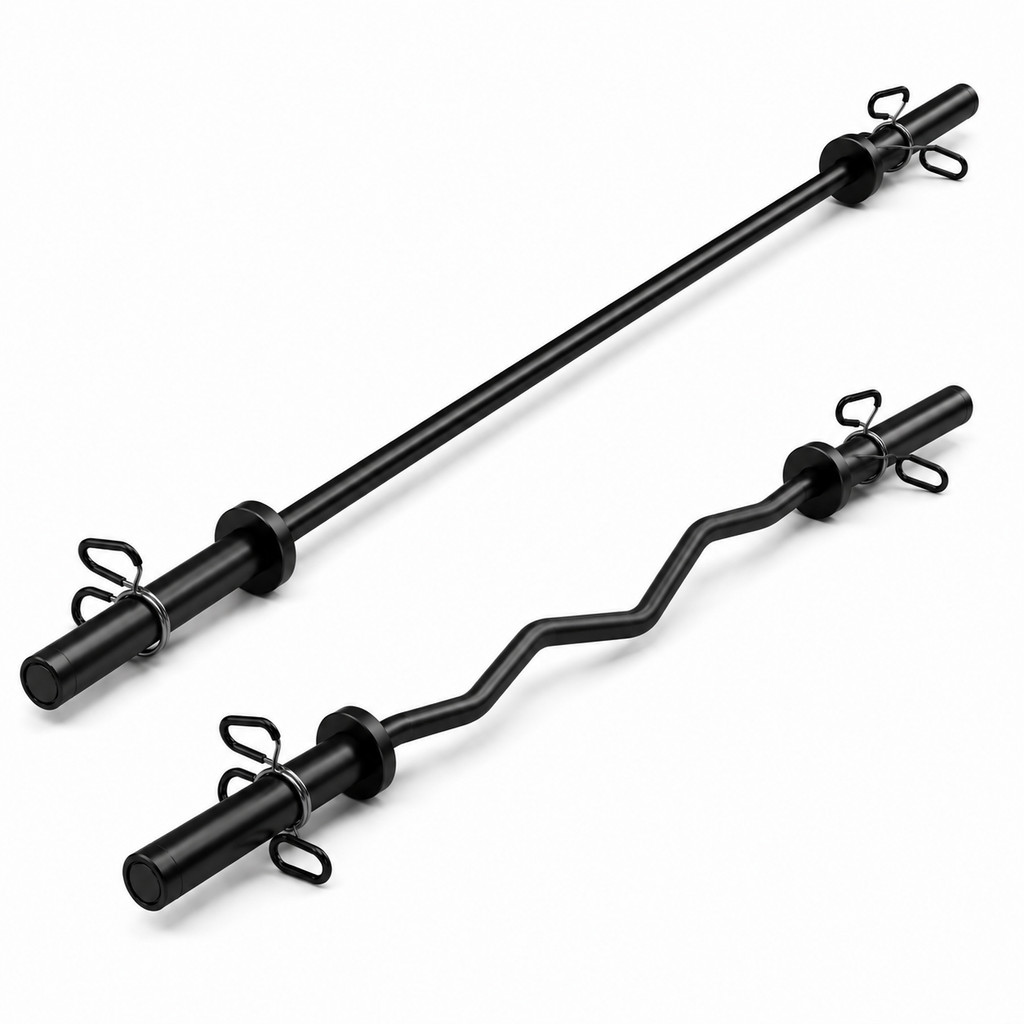Kit Barra W 1,20 + Barra Reta 1,20 25mm Musculação Treino Supino