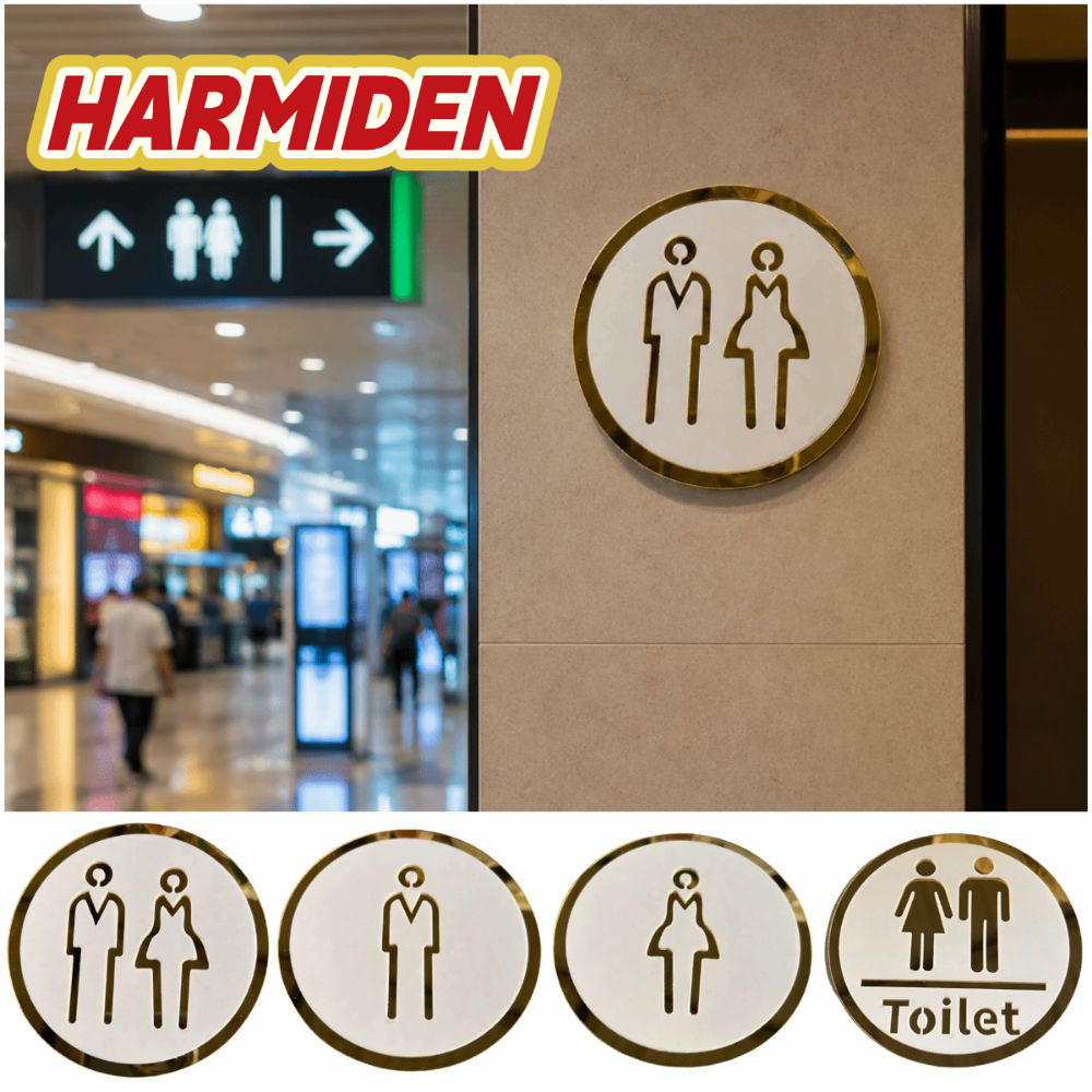 Sinal De Banheiro MIOSHOP , Placa De Sinalização De Acrílico Para Guia De Vaso Sanitário De Camada Dupla Homens E Mulher