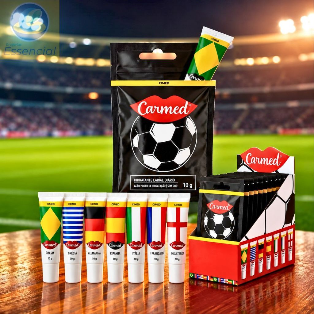 Carmed Seleção Coleção Hidratante Labios Boca CopaDoMundo 2026 País Países Brasil Surpresa 5g Barato
