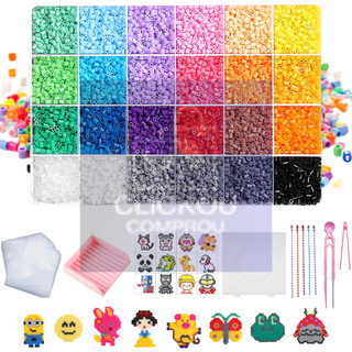 Kit Hama Beads 10.000 Peças 2,6mm 24 Cores Pinças + Ferramentas Pegboard Chaveiro Brinque…