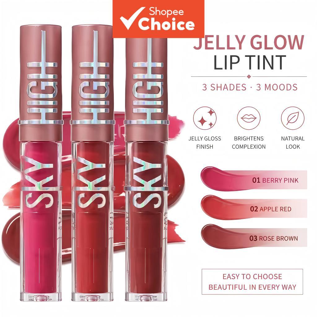 Três Cores 1 unidade Brilho Labial Espelhado Multi-Tonal Jelly Hidratante Batom Nude Maquiagem Essencial de Longa