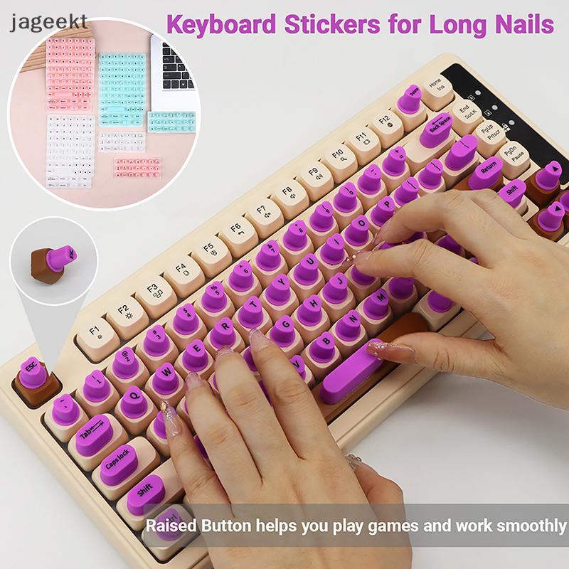 [jageekt] 70/21pcs Teclado Adesivo Elevado Stiers Para Bolhas De Arte De Unhas Longas Auto-Teclas De Digitação De Silico