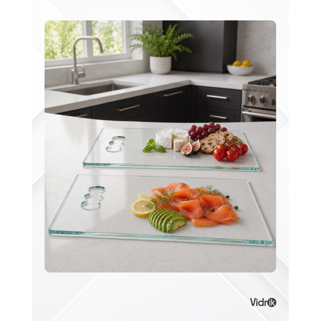 KIT 2 TÁBUAS DE VIDRO TEMPERADO  ULTRA GLASS 10MM PARA CHURRASCO