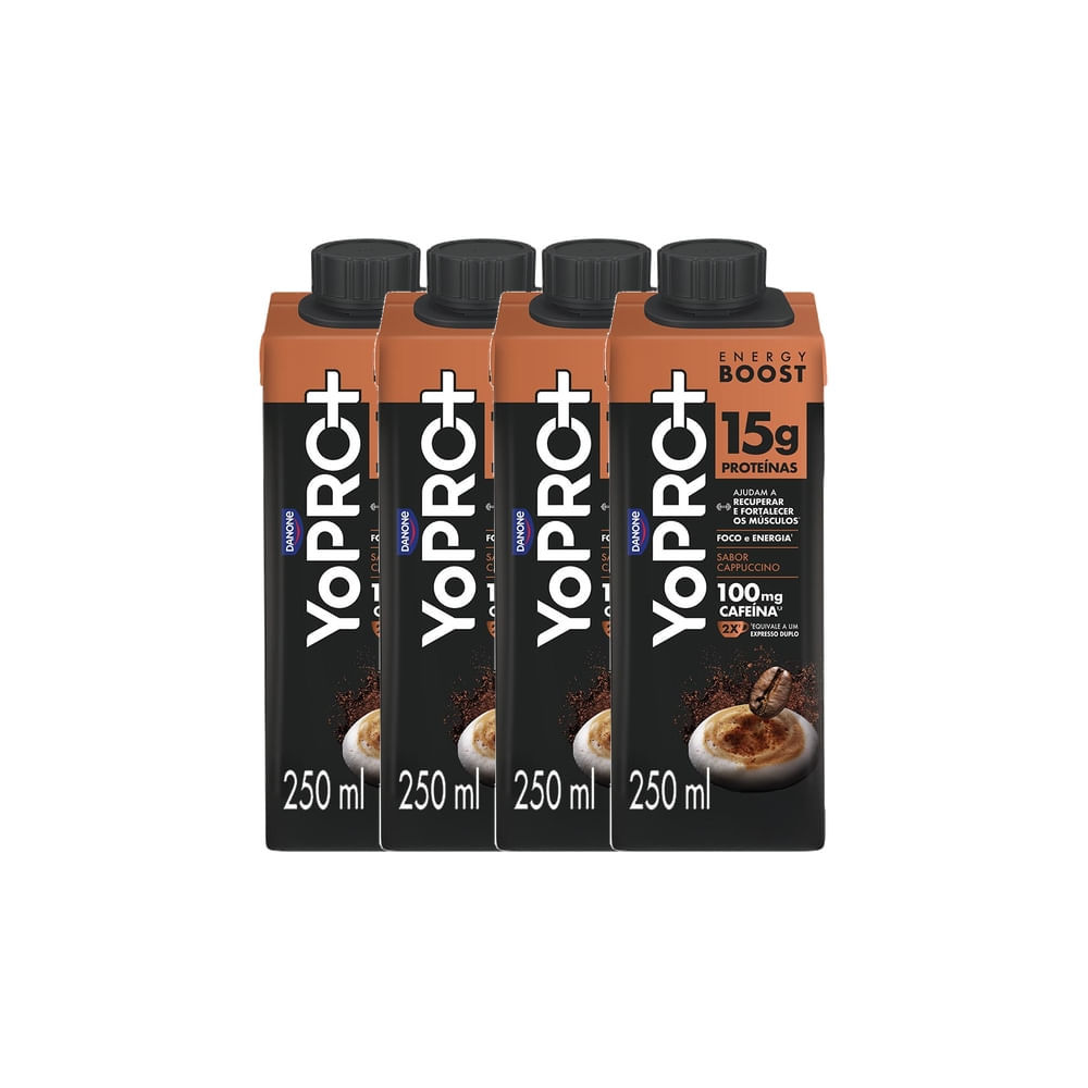 Kit 4 YoPRO Energy Boost UHT Cappuccino 15g de Proteínas 250ml
