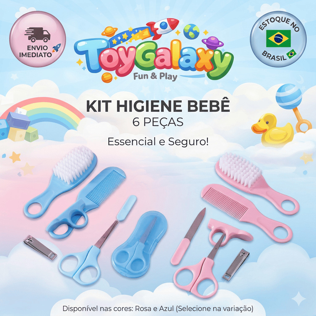 Kit 6 Pcs Higiene Cuidado Bebê Recém Nascido Essencial Cuidados Com O Bebê