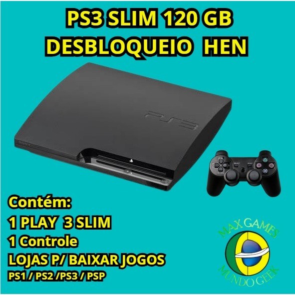 PS3 PLAYSTATION 3  - SLIM 120 GB SONY  - COM ***H E N***  ENVIO FOTOGRAFADO E FILMADO