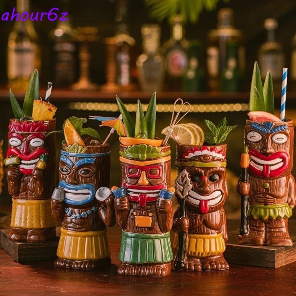 Copo De Coquetel Havaiano AHOURZ , Caneca Tiki De Cerâmica Engraçada Novidade , Modelo De Estátua De Estilo Étnico , Beb