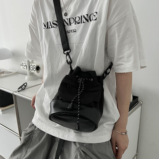 Simples estilo unissex masculino balde saco de ombro versão coreana na moda ins Casual pequena mochila cordão Crossbody 