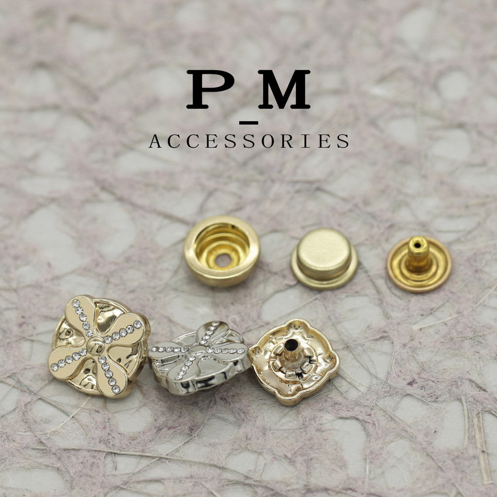 5 Pçs/set 17/20mm Irregular Quadrado Metal Strass Botões De Pressão Para Jaquetas Femininas Tops Casacos Acessórios DIY