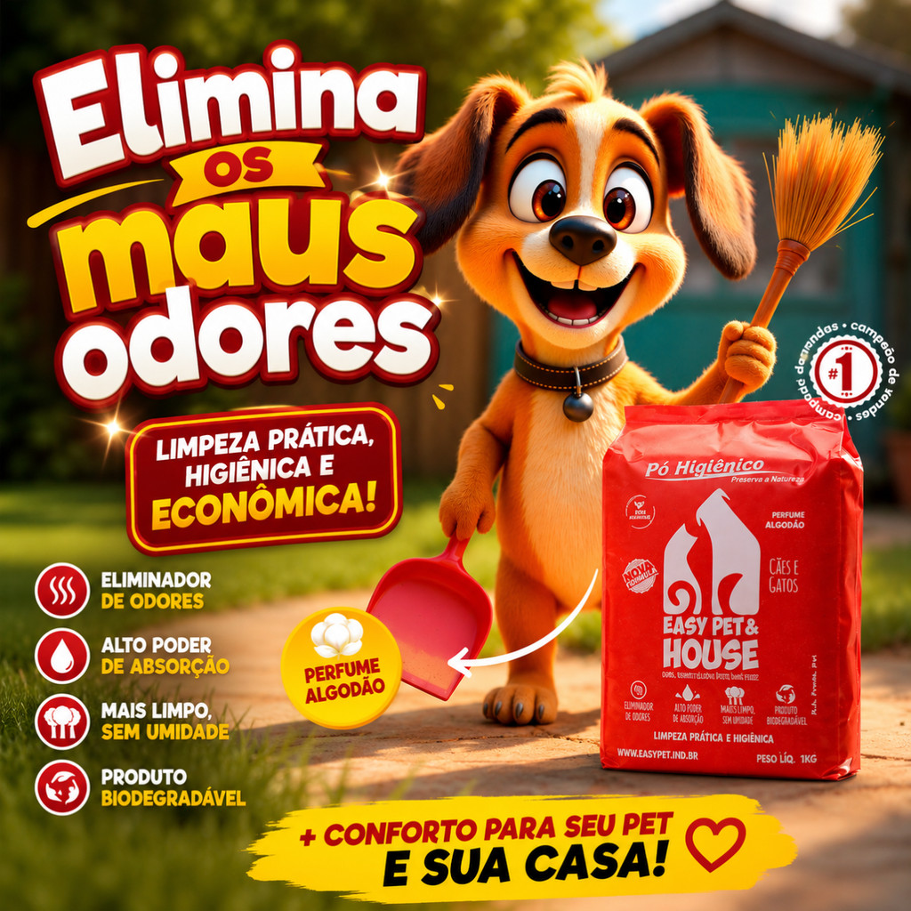 Pó Higiênico Eliminador de Odores Easy Pet & House 1 Kg