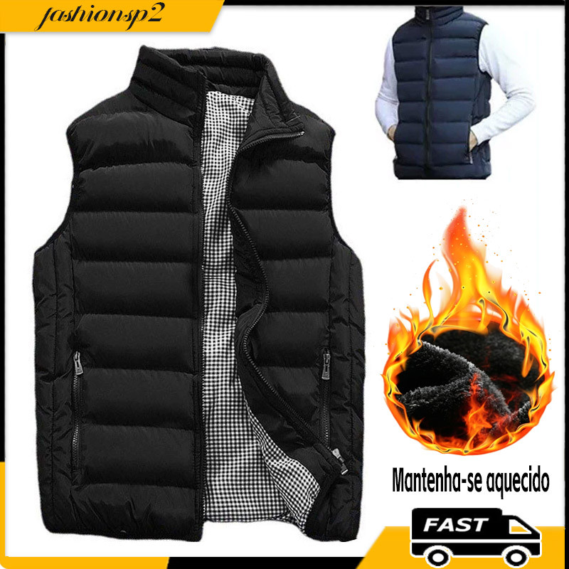 Colete Country Masculino Bomber Puffer Acolchoado Colete De Primavera Macio E Quente