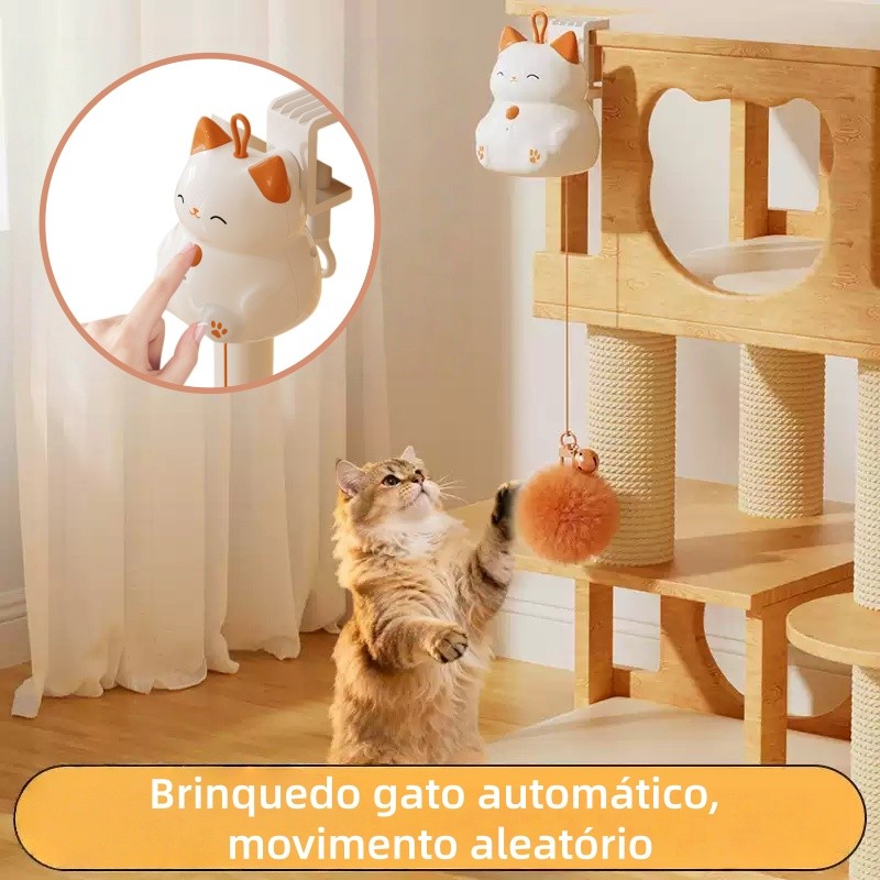 Gato Ioiô Retrátil Levantamento Automático Provocando Vara Elétrica Inteligente Pendurado Porta Brinquedo Auto-Feliz Alí