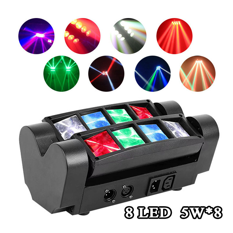 Nova Moving Head Led Colorido Mini Spider Beam 8 Leds 5w Rgbw Dmx Com Strobo Sensor De Som E Automatico