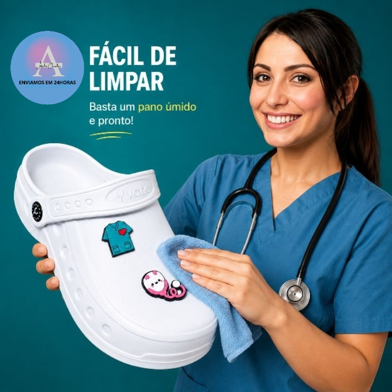 Sapato HOSPITALAR Fechado Eva Profissional Antiderrapante Yvate Leve (Babuche Fechada)