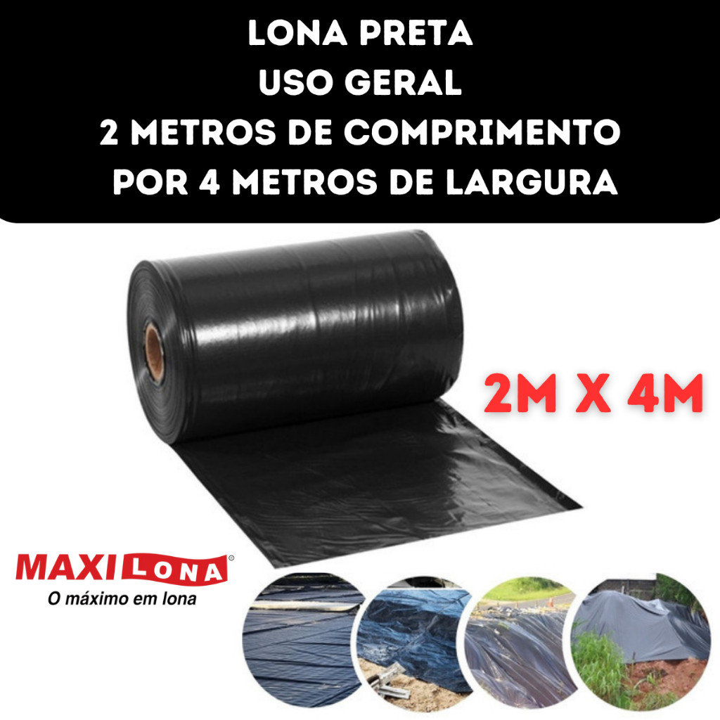 Lona Preta Plástica 2 Metros por 4 Metros de Largura Lonax Para Pintura e Uso Geral Lona Prastica