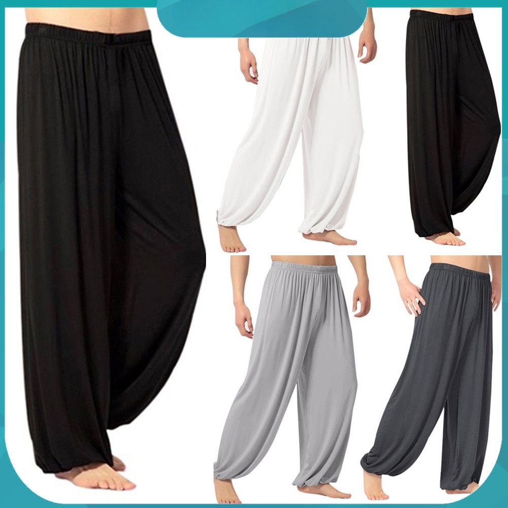Super Calça Masculina Folgada Casual Cor Lisa Para Dança Do Ventre / Ioga / Calça Harem
