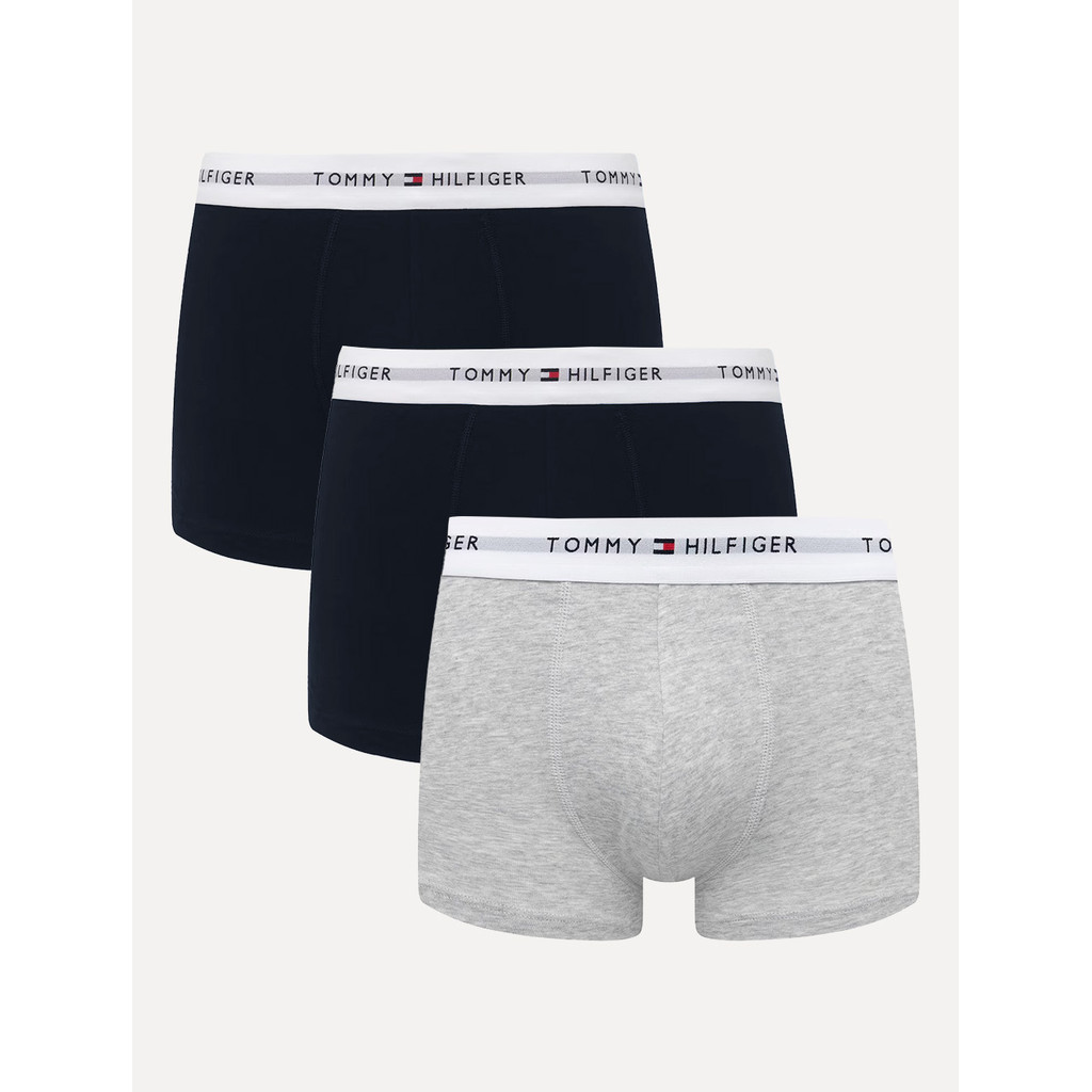 Cueca Tommy Hilfiger Cotton Stretch Trunk Cinza Mescla Azul Marinho Pack