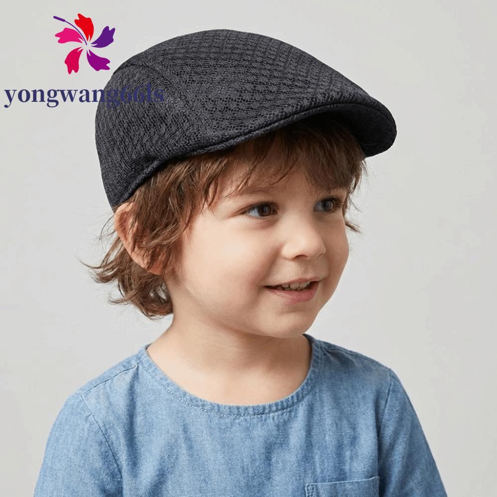Boina De Malha YONGWANG , Boné Dianteiro Infantil Estilo Coreano De Cor Sólida , Protetor Solar Oco E Respirável , Chapé