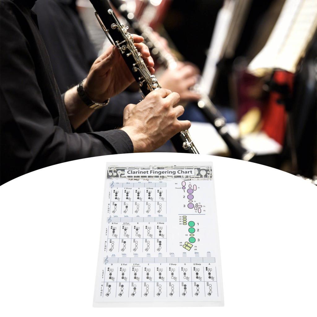 photop-BR Gráfico de dedilhado de clarinete Pôster de acordes de clarinete para treinamento para iniciantes em sala de